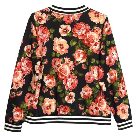 Vintage Y2k Satin Bomber Jacket Black Floral Charlotte Russe Women 2X Dark Fairy - Picture 2 of 9